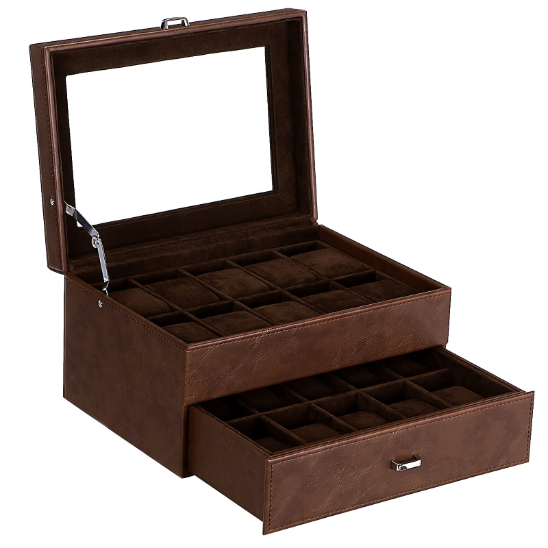 High-end PU Leather Double-layer Men Watch Box
